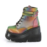 Neon duha 11,5 cm SHAKER-52 Gothic Kotníkové Kozačky Klínové