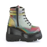 Neon duha 11,5 cm SHAKER-52 Gothic Kotníkové Kozačky Klínové