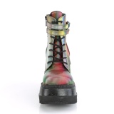 Neon duha 11,5 cm SHAKER-52 Gothic Kotníkové Kozačky Klínové