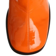 Oran�ová lakované kozačky blokový podpatek 7,5 cm - 70 léta hippie disco gogo - kozačky pod kolena