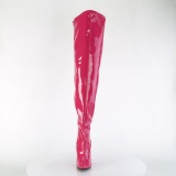 Pink 13 cm SEDUCE-3000WC elastické kozačky nad kolena pro silná lýtka