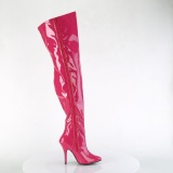 Pink 13 cm SEDUCE-3000WC elastické kozačky nad kolena pro silná lýtka