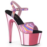 Pink 18 cm ADORE-709HGCH Hologram boty na platformě a podpatku