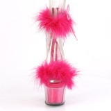 Pink 18 cm ADORE-724F sandály na podpatku s peřím pro tanec na tyči
