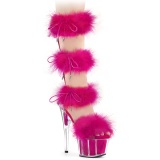 Pink 18 cm ADORE-728F sandály na podpatku s peřím pro tanec na tyči