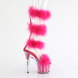 Pink 18 cm ADORE-728F sandály na podpatku s peřím pro tanec na tyči