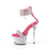 Pink 18 cm SKY-327RSI vysoké podpatky s kotníková manžeta strass