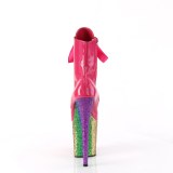 Pink glitter 20 cm FLAMINGO-1020HG kotnikové kozačky na podpatku pro tanec na tyči