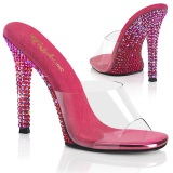 Pink pantofle 11,5 cm GALA-01DMM strass pantofle na podpatku