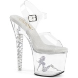 Platformě Perspex 18 cm UNICORN-708TGRS pleaser vysoké podpatky průhledné