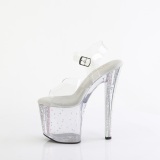 Průhledné 19 cm strass platformě 708RS-01 sandály na podpatku