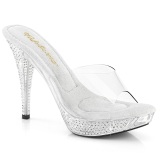 Průhledný 11,5 cm ELEGANT-401 Strass kamen platformy pantoflicky dámské