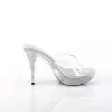 Průhledný 11,5 cm ELEGANT-401 Strass kamen platformy pantoflicky dámské