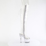 Průhledný 18 cm ADORE-3019C kozačky nad kolena šněrovací