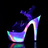 Průhledný 18 cm ADORE-708GXY Neon boty na platformě a podpatku