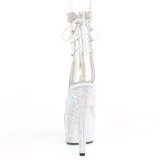 Průhledný 18 cm BEJEWELED-1018C-2RS strass kotníkové kozačky s platformě