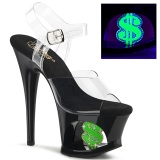 Průhledný 18 cm MOON-708USD sandály pro tanec na tyči high heels