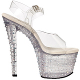 Průhledný 18 cm STARDANCE-708 Strass Platformě Vysoké Podpatky