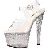 Průhledný 18 cm STARDANCE-708 Strass Platformě Vysoké Podpatky