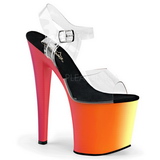 Průhledný 19 cm RAINBOW-708UV Sandály Neon Platformě