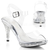 Průhledný 9,5 cm IRIS-408 Strass Platformě Vysoké Podpatky