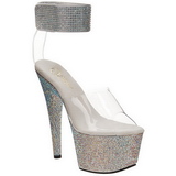 Průhledný Strass 18 cm BEJEWELED-712RS Platformě Sandály Podpatky