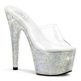 Průhledný Stříbro 18 cm BEJEWELED-701DM Strass Platformě Podpatku