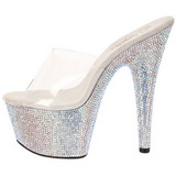 Průhledný Stříbro 18 cm BEJEWELED-701DM Strass Platformě Podpatku