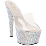 Průhledný Stříbro 18 cm BEJEWELED-701DM Strass Platformě Podpatku