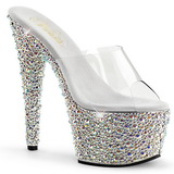 Průhledný Stříbro 18 cm BEJEWELED-701MS Strass Platformě Podpatku