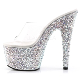 Průhledný Stříbro 18 cm BEJEWELED-701MS Strass Platformě Podpatku