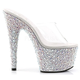 Průhledný Stříbro 18 cm BEJEWELED-701MS Strass Platformě Podpatku