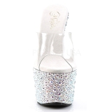 Průhledný Stříbro 18 cm BEJEWELED-701MS Strass Platformě Podpatku