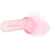 Růžový 10 cm CLASSIQUE-01F pantoflicky dámské s peří marabu