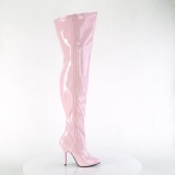 Růžový 13 cm SEDUCE-3000WC elastické kozačky nad kolena pro silná lýtka