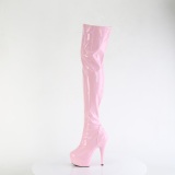 Růžový 15 cm DELIGHT-3000HWR Hologram platformě overknee kozačky pro tanec na tyči