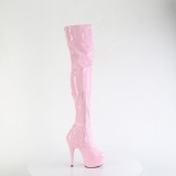 Růžový 15 cm DELIGHT-3000HWR Hologram platformě overknee kozačky pro tanec na tyči