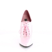 Růžový 15 cm DOMINA-460 oxford boty na vysoké podpatky