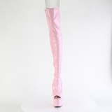 Růžový 18 cm ADORE-3011HWR Hologram platformě overknee kozačky otevřenou špičkou