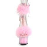 Růžový 18 cm ADORE-724F sandály na podpatku s peřím pro tanec na tyči