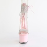 Růžový 18 cm ADORE-727RS vysoké podpatky s kotníková manžeta strass