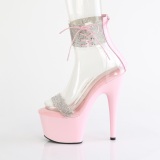 Růžový 18 cm ADORE-727RS vysoké podpatky s kotníková manžeta strass