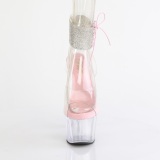 Růžový 18 cm ADORE-791-2RS průhledné platformě vysoké podpatky s kotníkovými popruhy