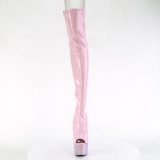 Růžový 18 cm BEJ-3011-7 Hologram platformě overknee kozačky pro tanec na tyči