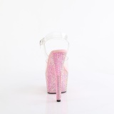 Růžový 18 cm BEJEWELED-708RRS Boty na podpatku pro tanec na tyči strass platformy