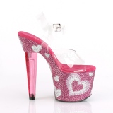Růžový 18 cm LOVESICK-708HEART Třpytivé Kamínky dámské boty na vysokém podpatku
