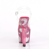 Růžový 18 cm LOVESICK-708HEART Třpytivé Kamínky dámské boty na vysokém podpatku