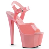 Růžový 18 cm SKY-308N JELLY-LIKE stretch sandaly na platformě a podpatku
