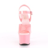 Růžový 18 cm SKY-308N JELLY-LIKE stretch sandaly na platformě a podpatku