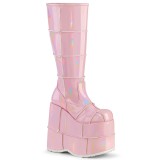 Růžový 18 cm STACK-301 demoniacult kozačky - unisex cyberpunk boty